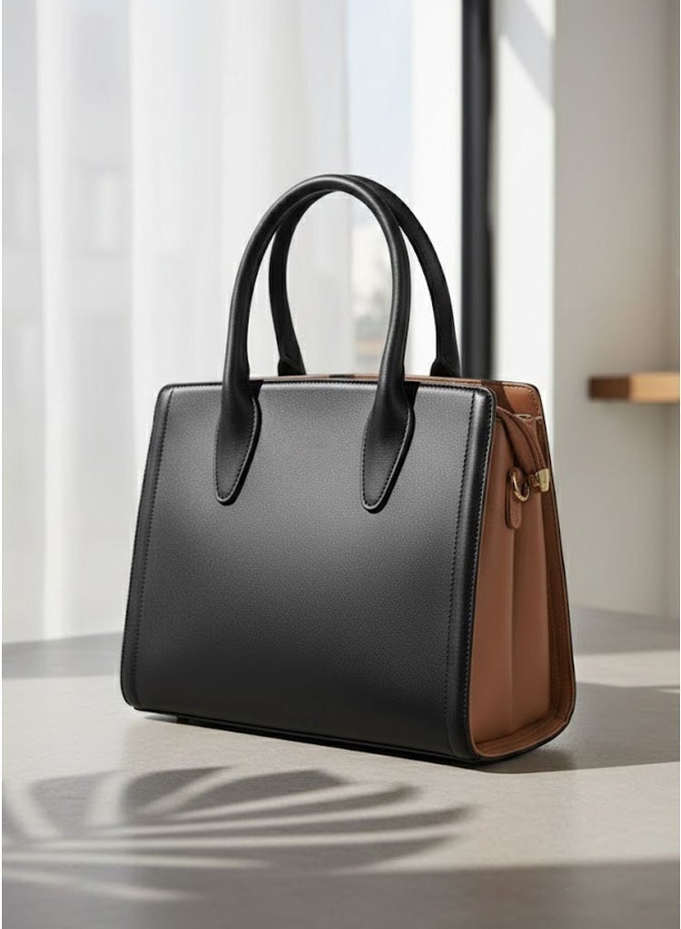 FUMES Women’s Black Satchel Handbag – Structured Design, Premium Textured Finish, Elegant Everyday Carry - Image 1